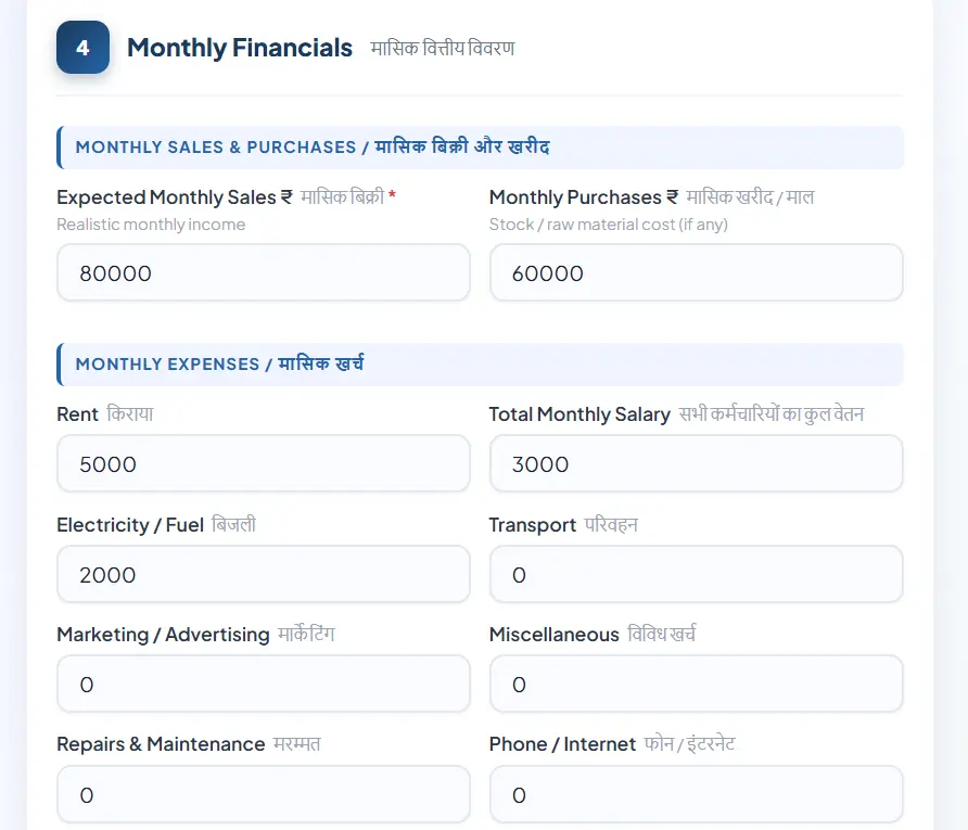 monthly-financial mudra loan project report format